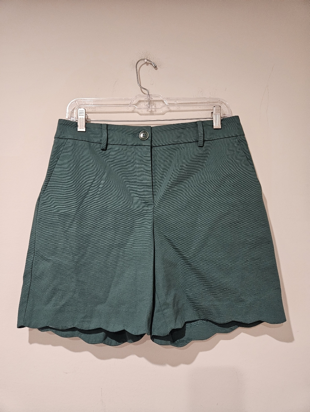Talbots Women's Teal Scallop-Hem Bermuda Shorts, Size 4